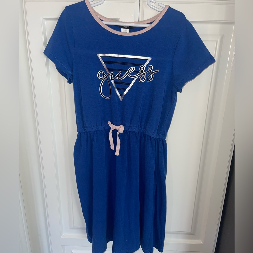 Guess kids Girls dress Blue Pink Silver sz 14‎